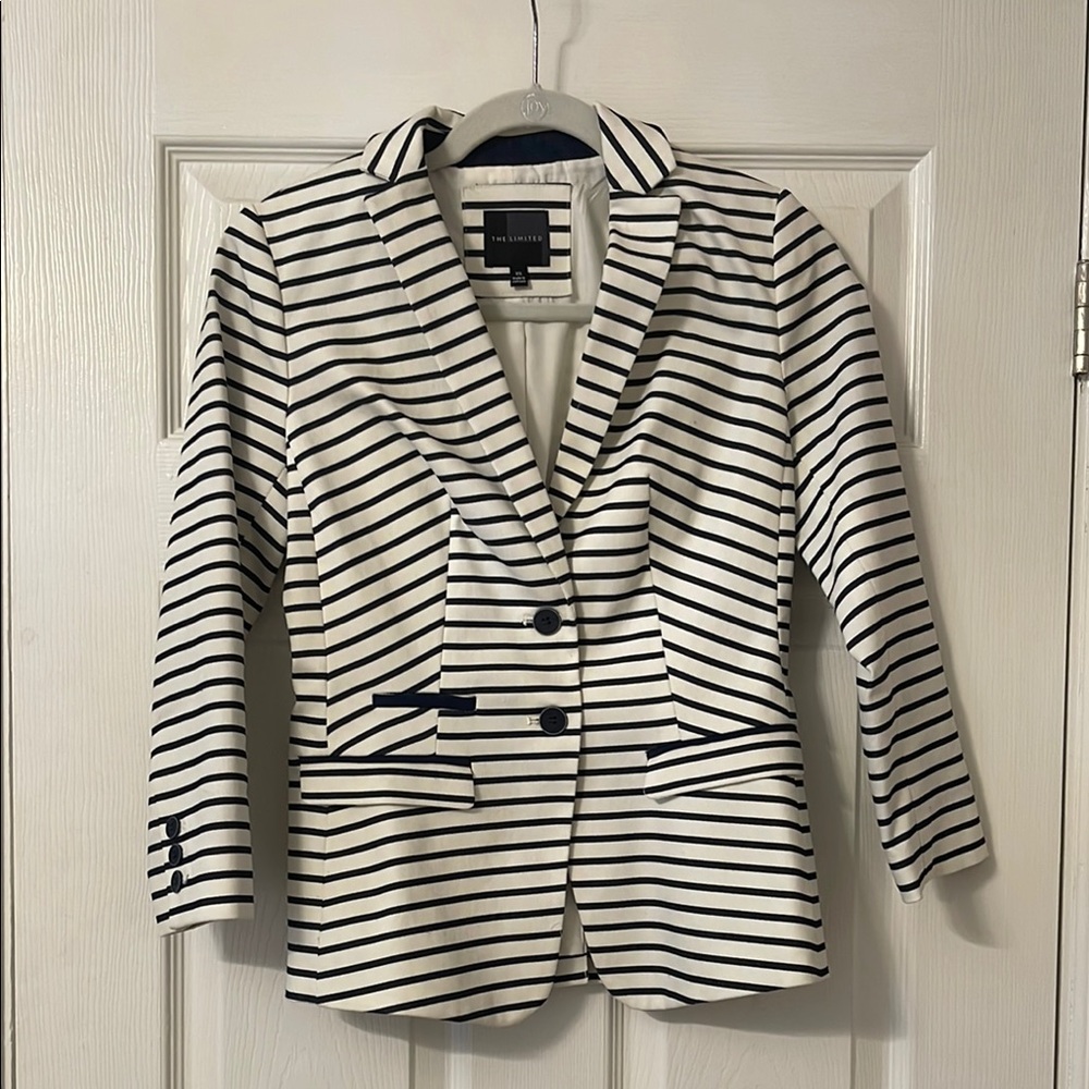 The Limited Navy and Cream Striped Blazer Classic Design
